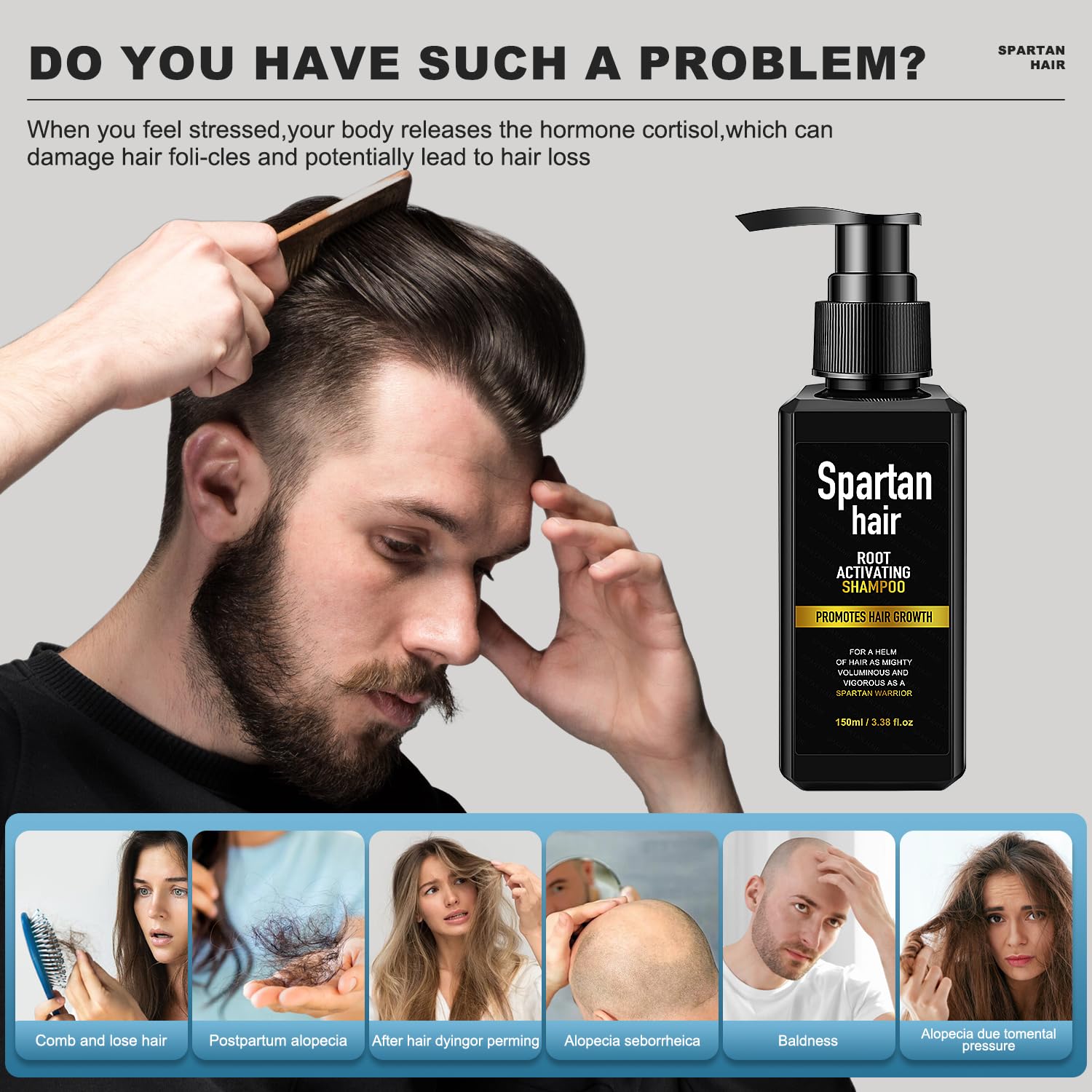 SPARTAN HAIR being massaged into wet hair to boost scalp circulation