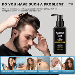 SPARTAN HAIR being massaged into wet hair to boost scalp circulation