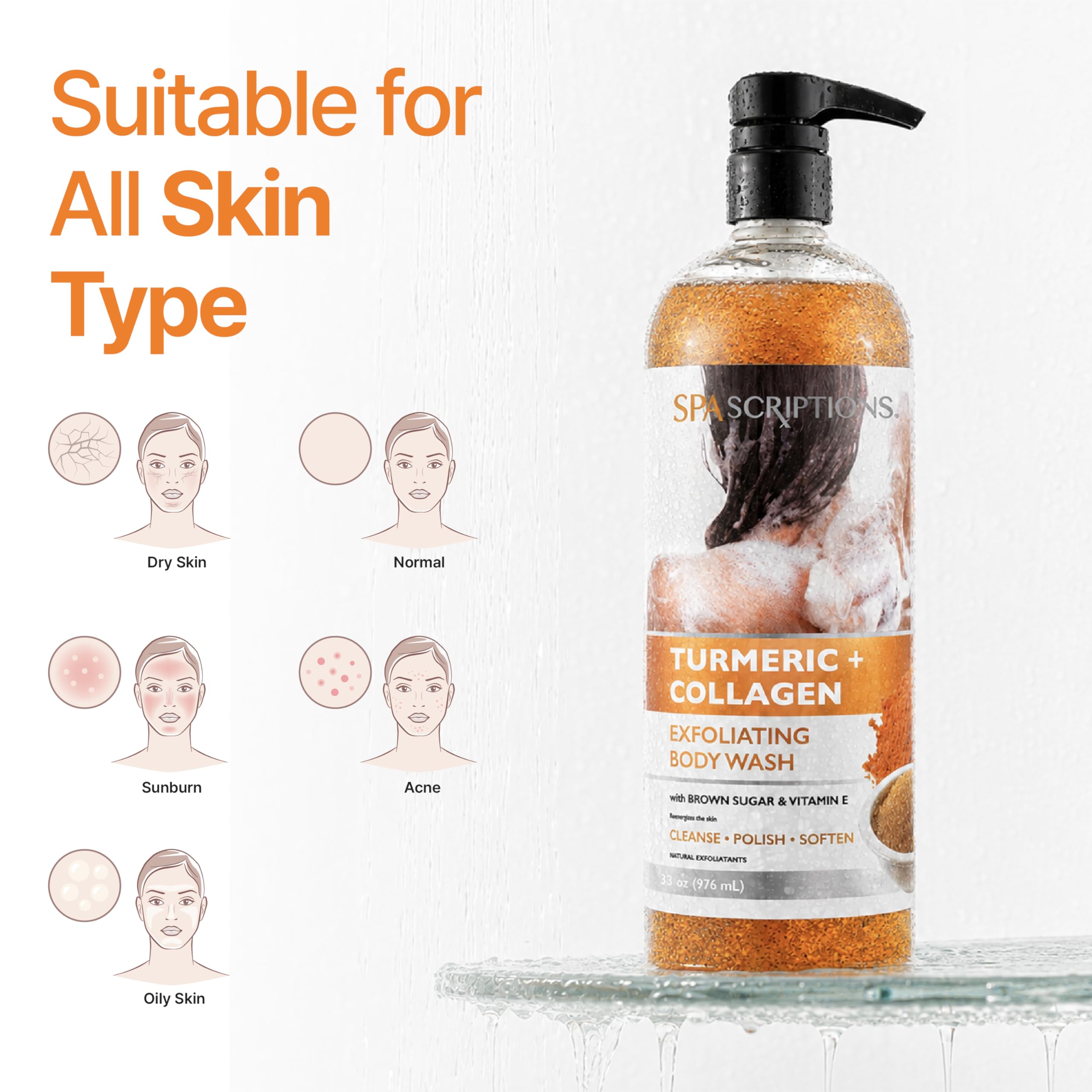 SpaScriptions bottle on bathroom shelf conveying everyday self-care use