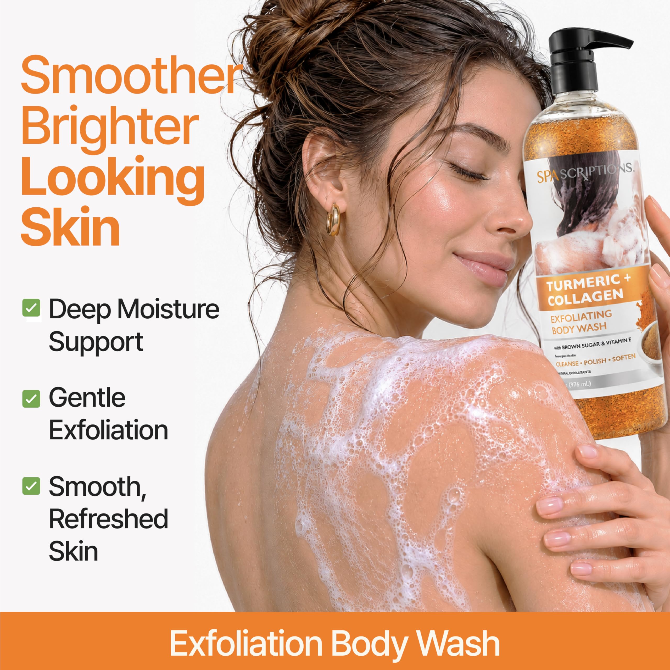 SpaScriptions close-up of brown sugar exfoliant crystals for gentle buffing