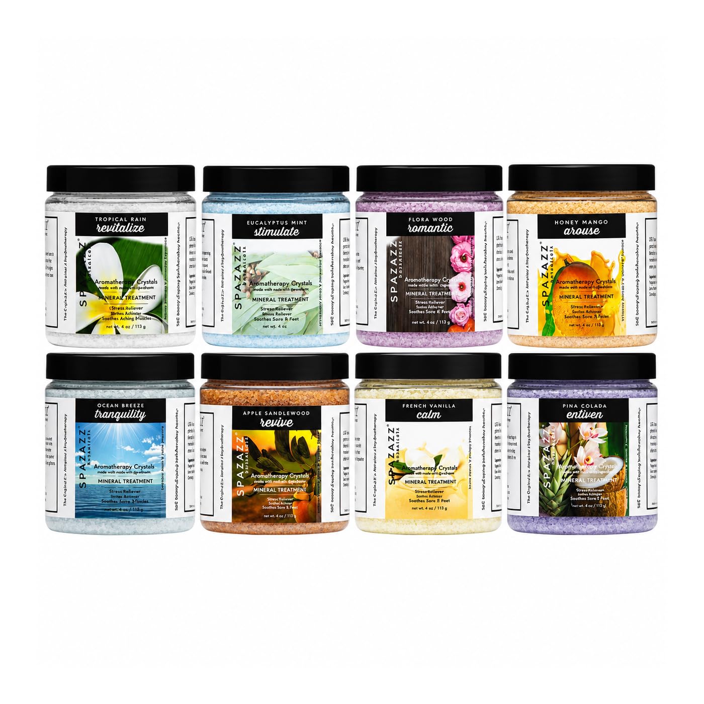 Spazazz front packaging showing sampler variety and easy selection benefit