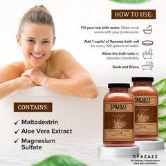 Spazazz pouring crystals into bathtub demonstrating easy use and even fragrance