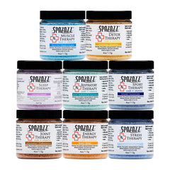 Spazazz sampler pack front view showing seven 4oz jars for easy selection and trial