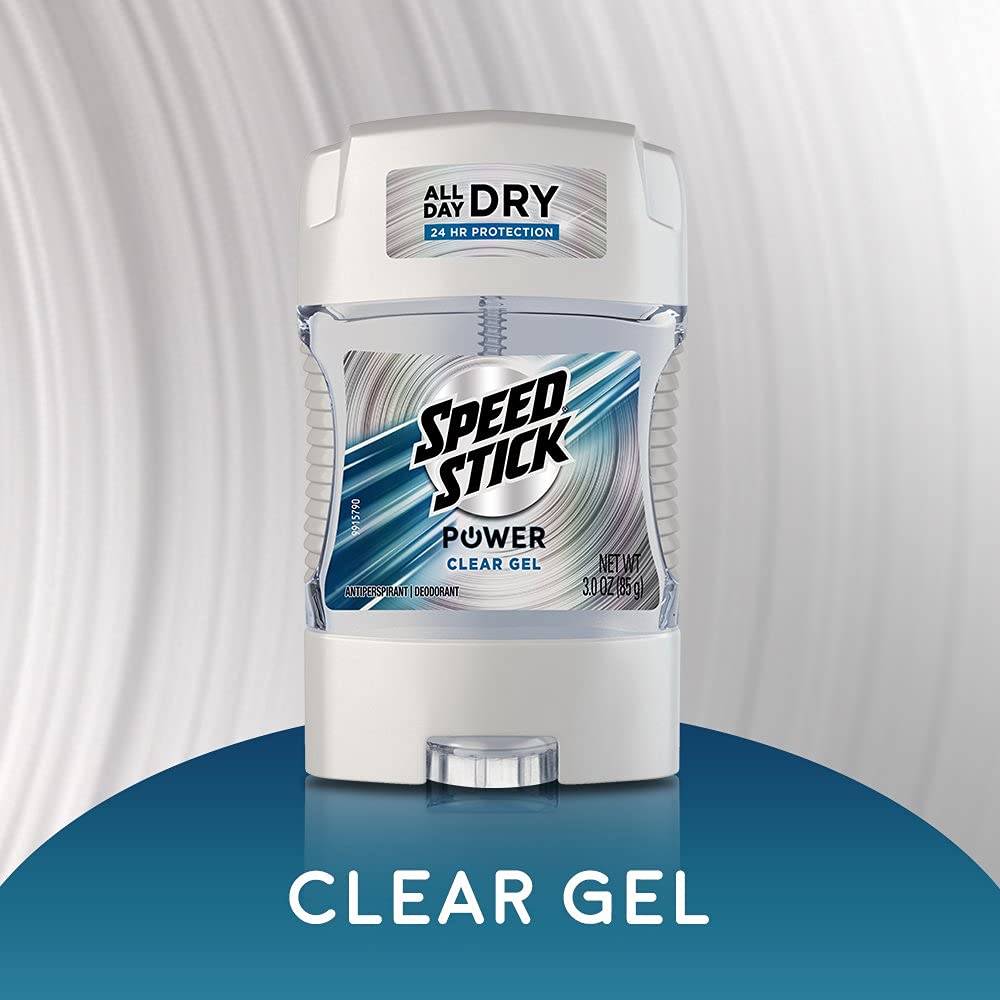 Speed Stick gel label detail highlighting ingredient list and usage directions