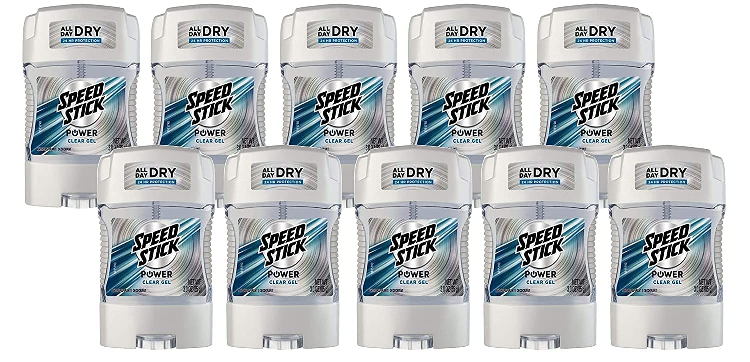 Speed Stick power gel front packaging shows compact travel-ready design and protection