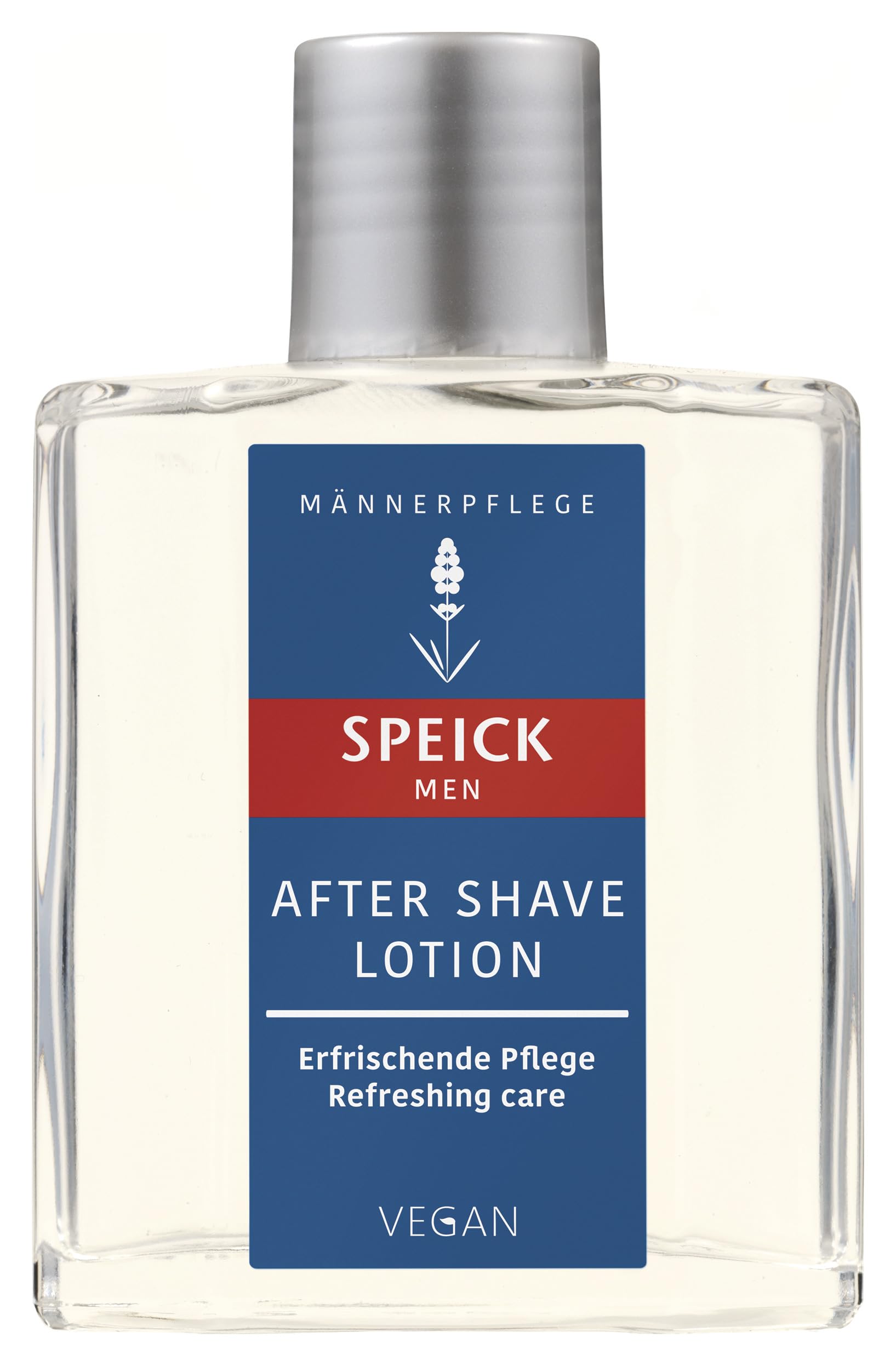 Speick after shave lotion front packaging showing bottle and label benefits