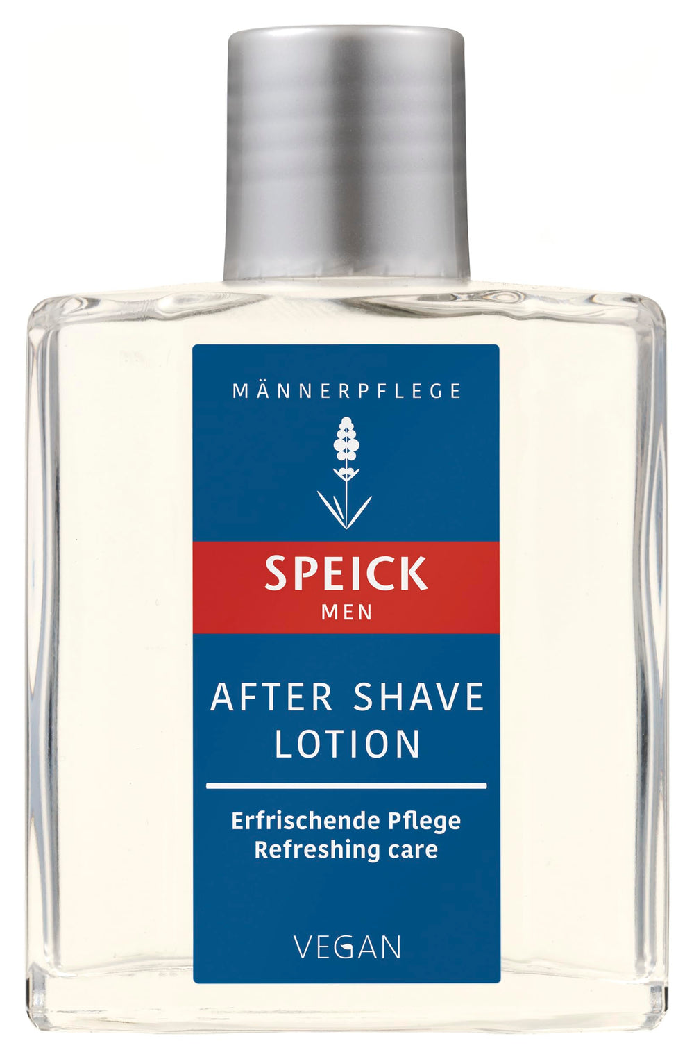 Speick after shave lotion front packaging showing bottle and label benefits