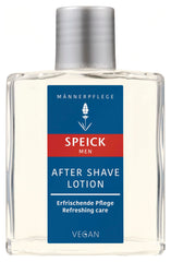 Speick after shave lotion front packaging showing bottle and label benefits