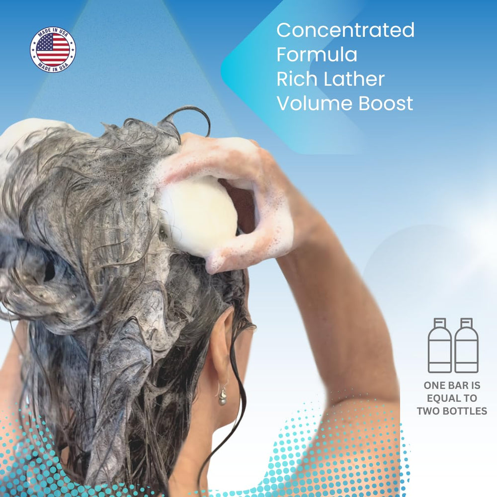 Spiraleaf shampoo bars held in hand demonstrating compact travel-friendly benefit