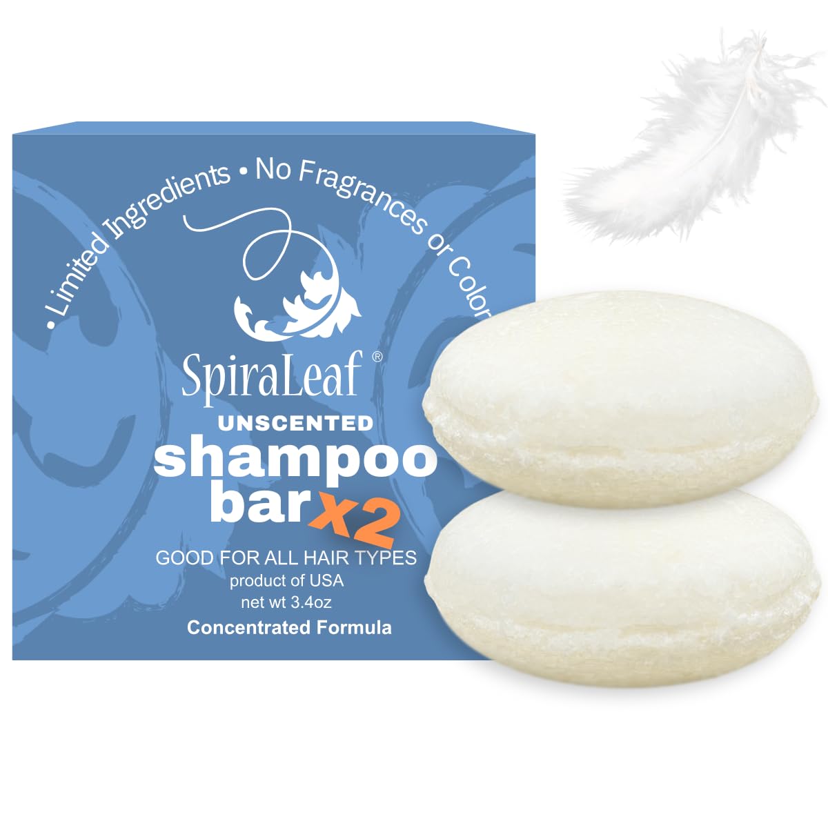 Spiraleaf unscented front packaging showing two bars and recyclable box benefits