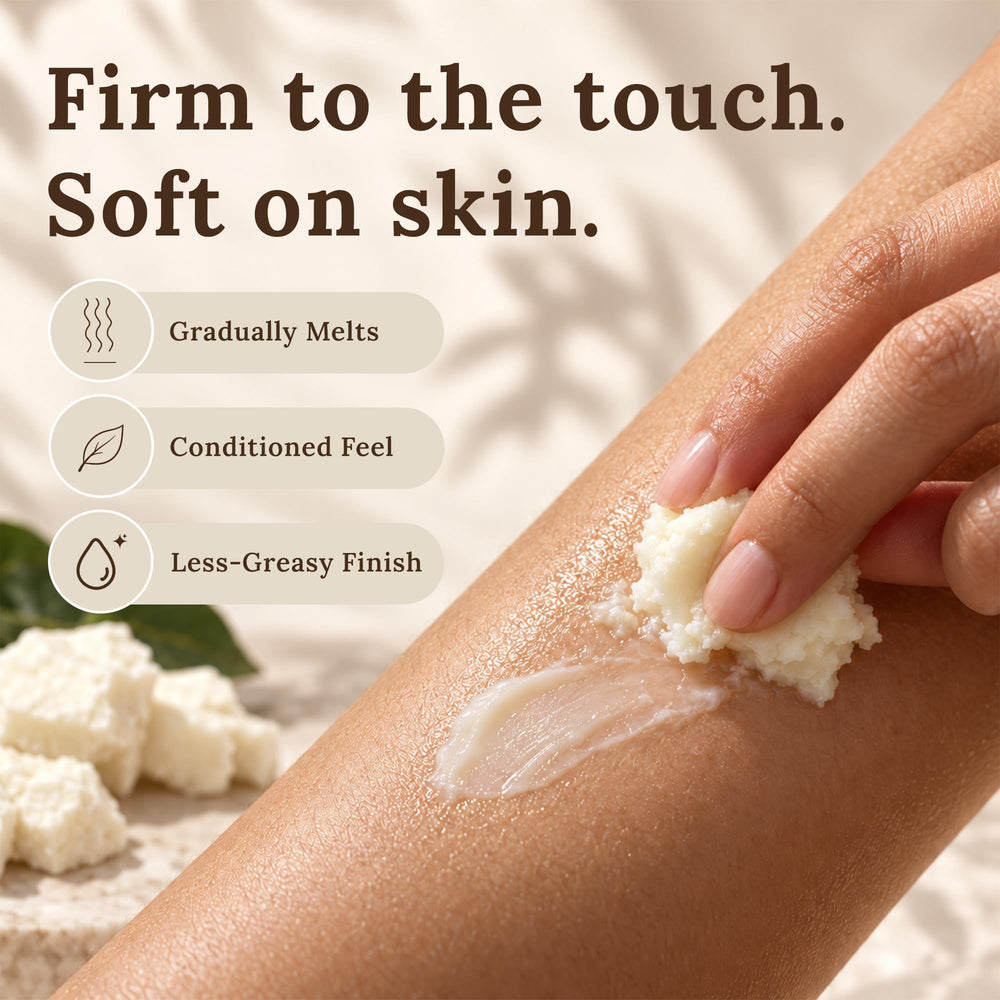 Close-up of SpirZon Kokum Butter block texture highlighting smooth dense consistency for formulations