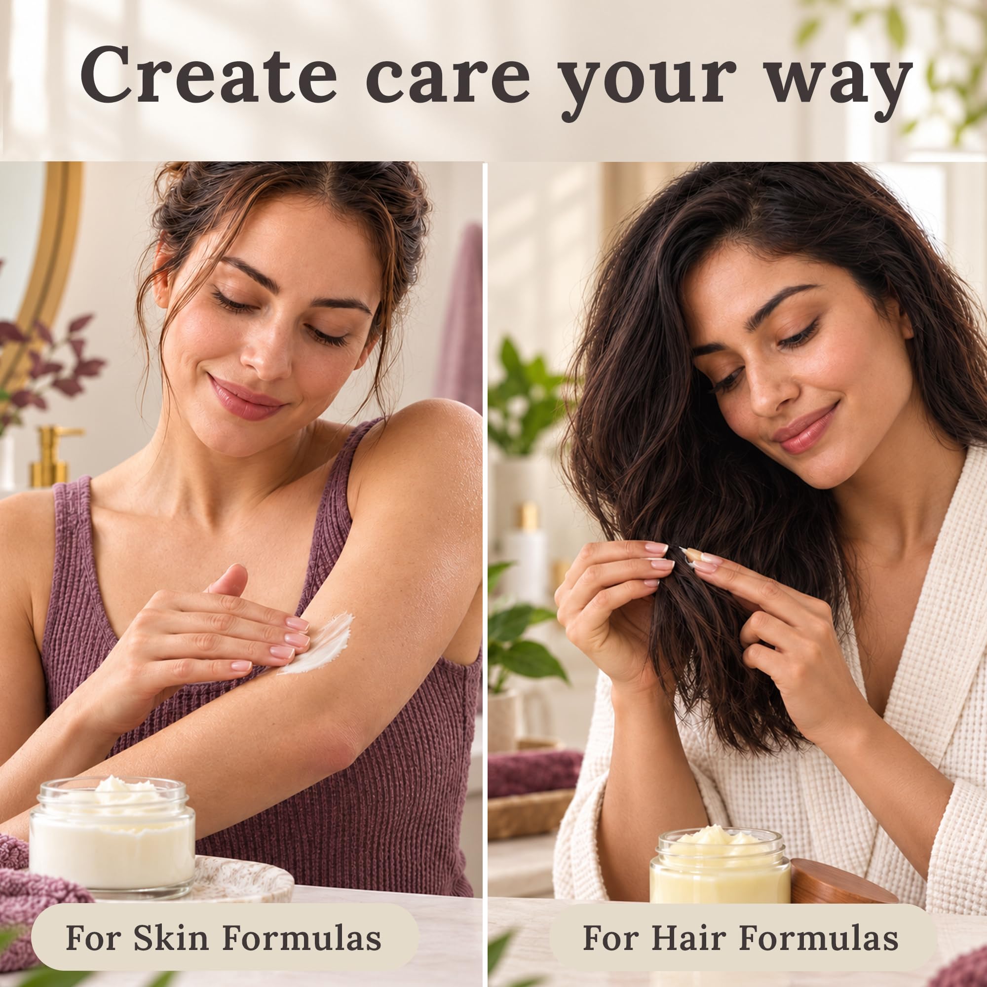 Bathroom counter with SpirZon Kokum Butter used in DIY skincare showing finished product appeal