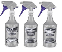 SPMaster 32 oz front view showing sturdy bottle, label area, and reliable nozzle