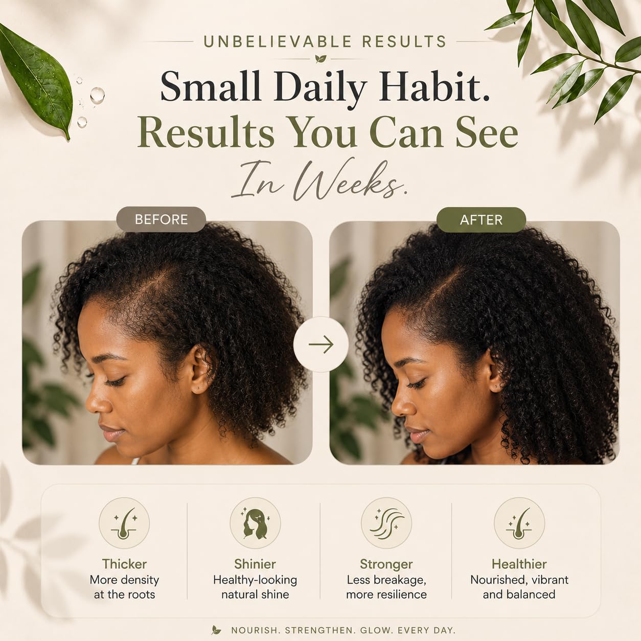 SPOILD applied to hair ends showing reduced frizz and restored shine