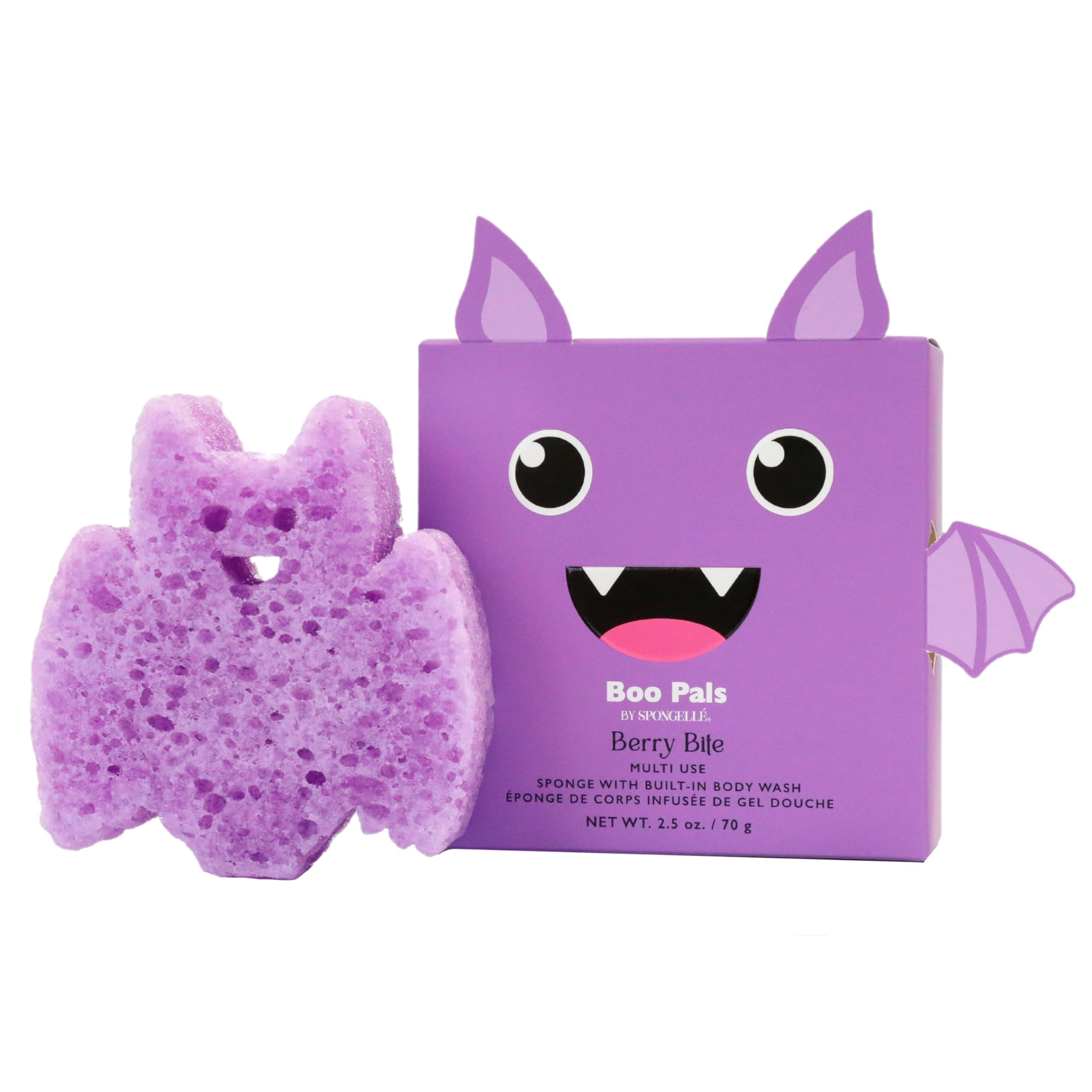 SPONGELLÉ Berry Bite Bat front packaging showing shape and scent benefit