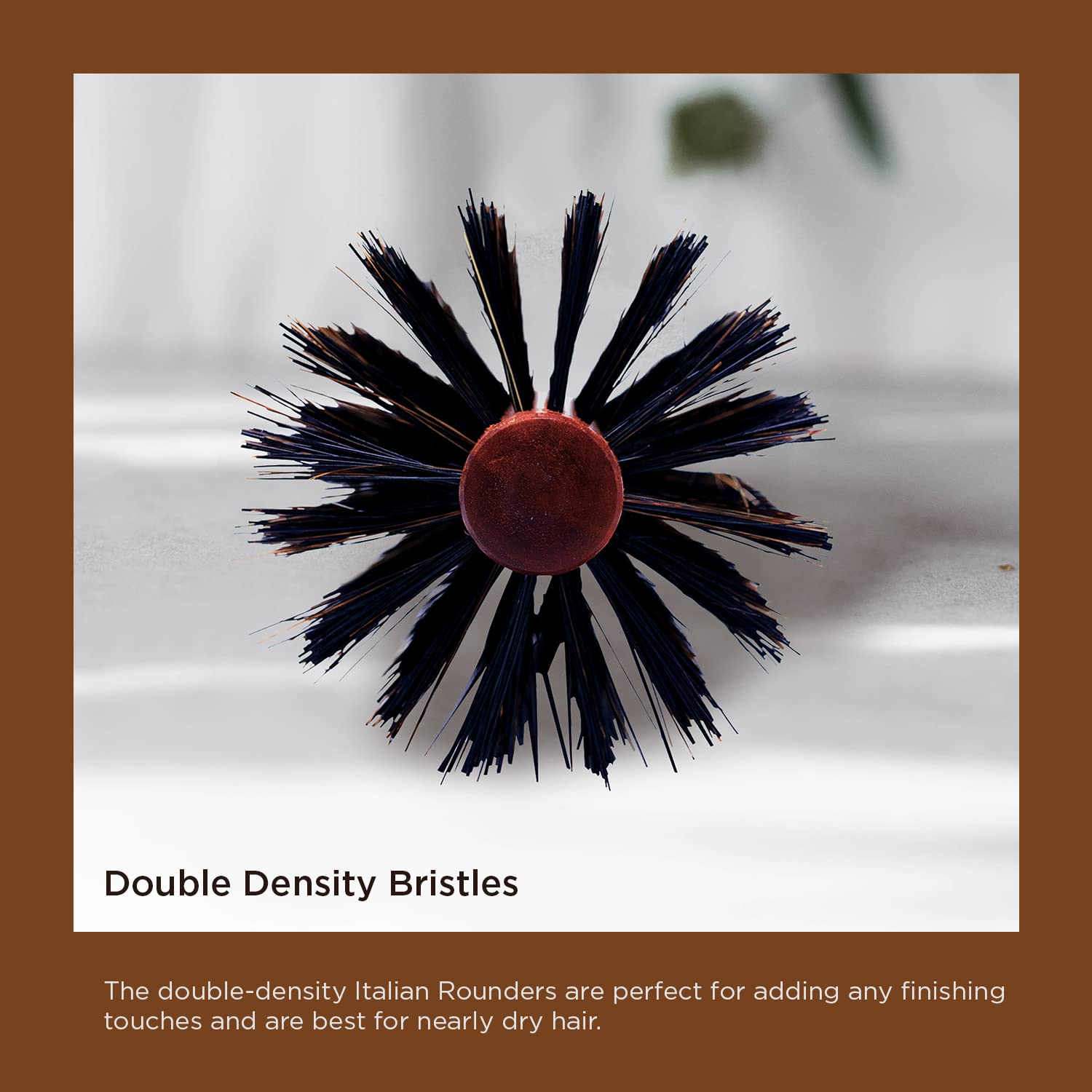 SPORNETTE brush beside hand showing three-inch barrel for volumizing large sections