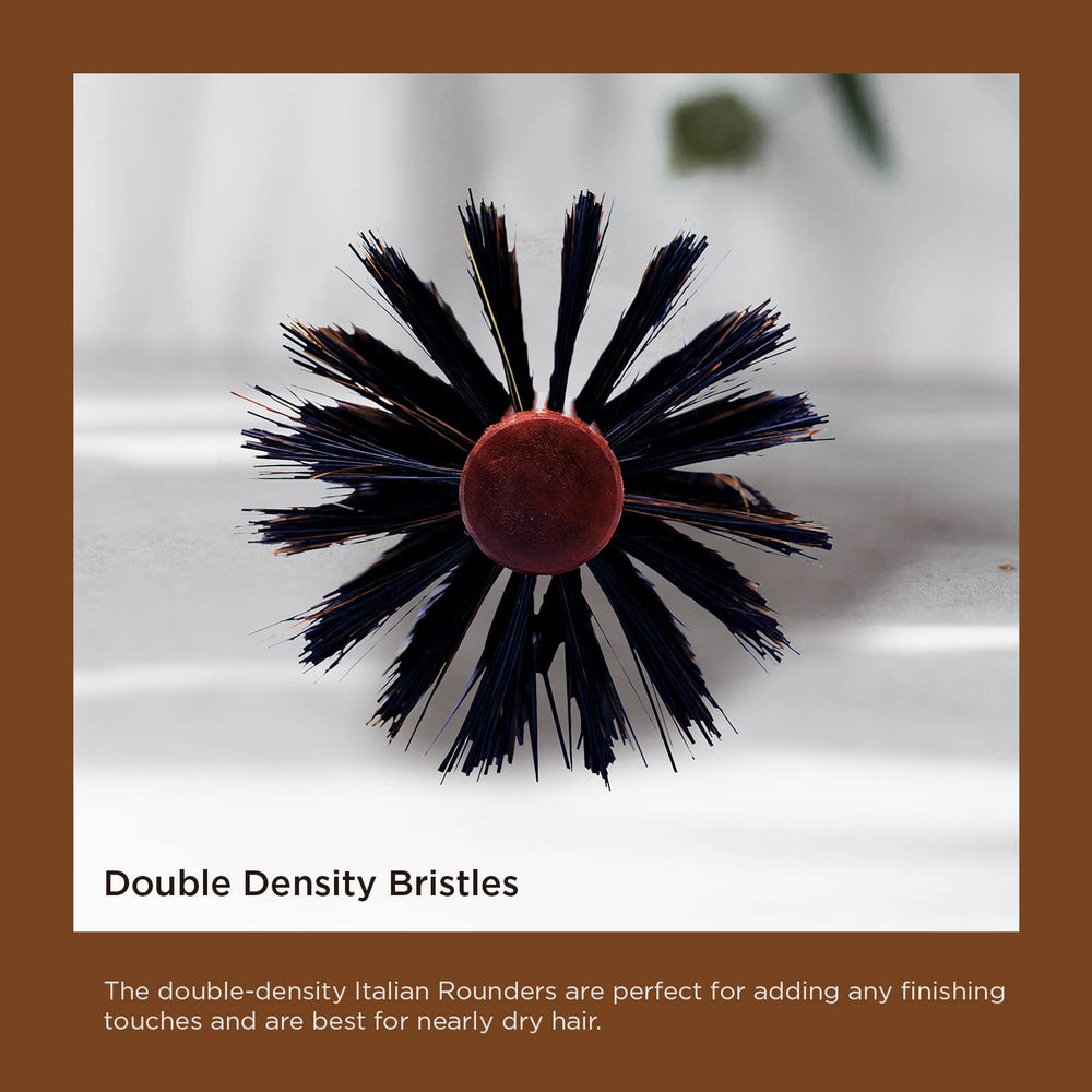 SPORNETTE brush beside hand showing three-inch barrel for volumizing large sections
