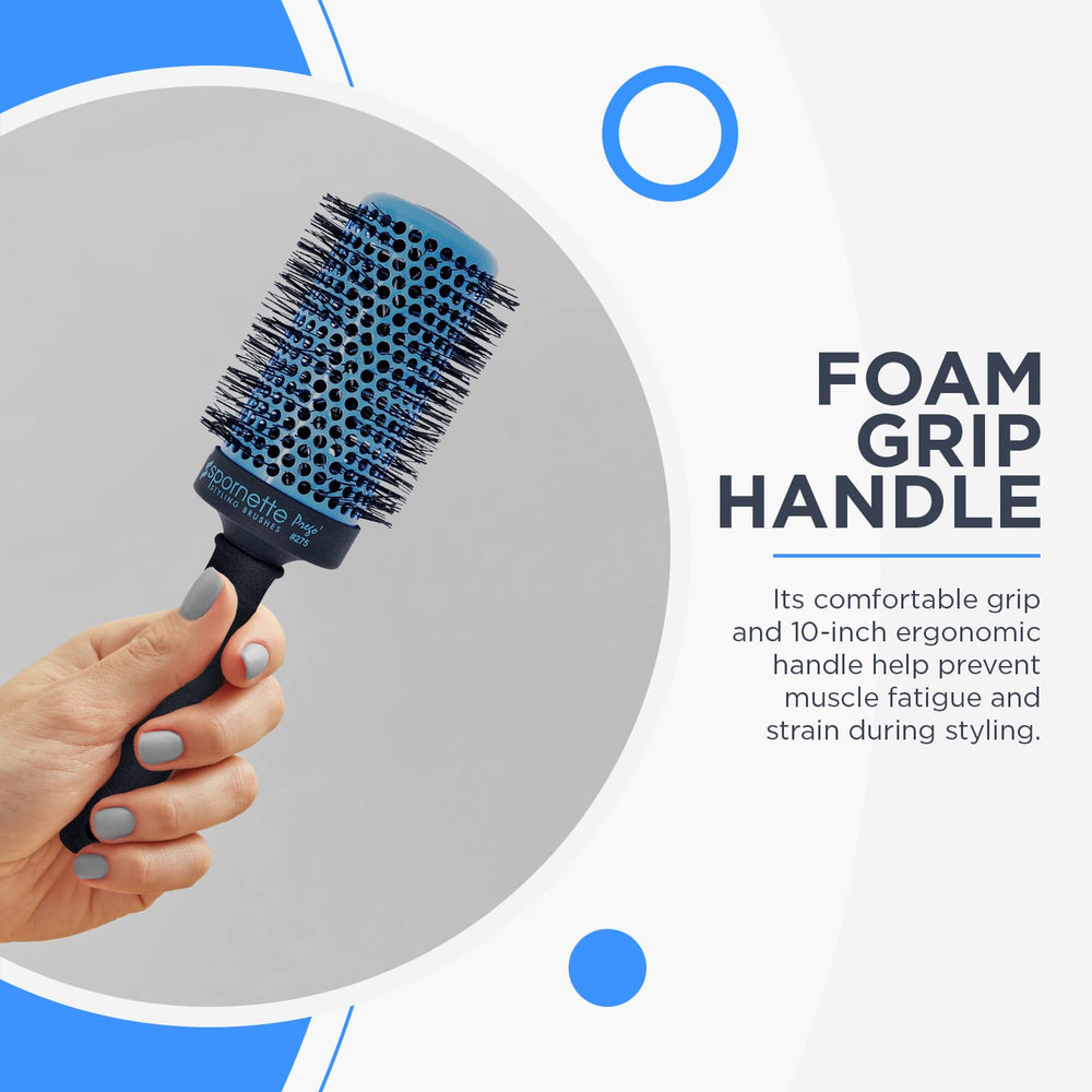 SPORNETTE foam grip handle on brush offering ergonomic comfort during blowouts