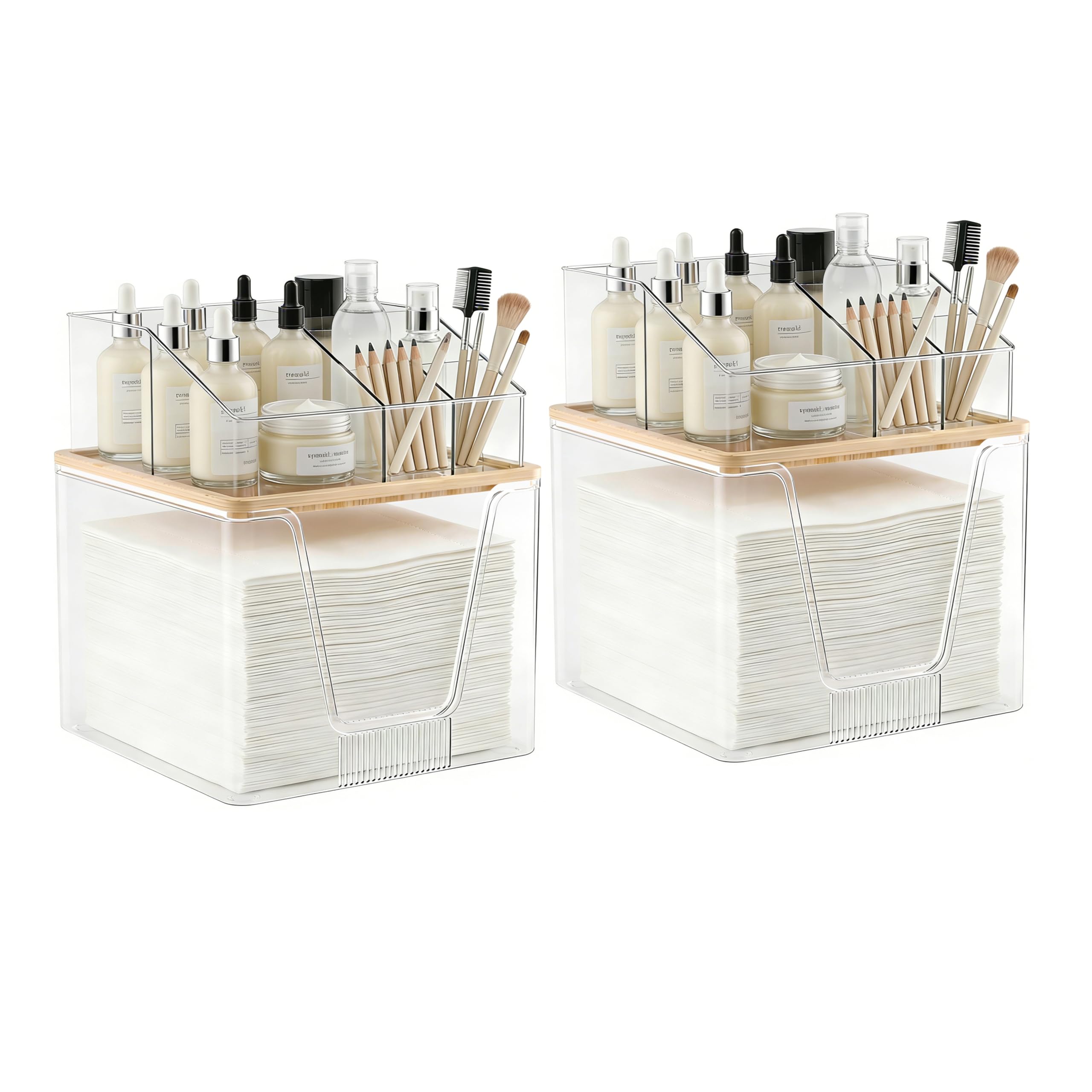 spospo front view organizer showing compact dual-tier storage and neat presentation