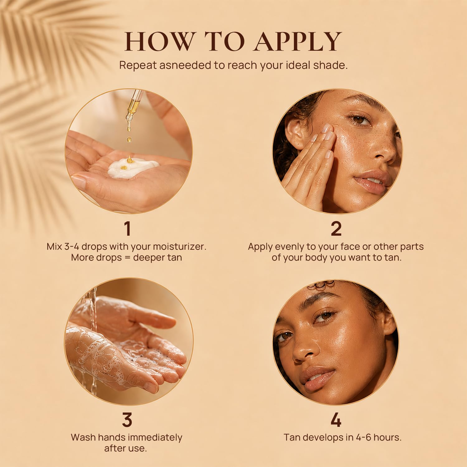 Sprnmik applied to face in mirror showing natural, non-orange finish