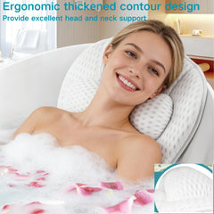 SQLHM bath pillow suction cups close-up demonstrating secure non-slip hold