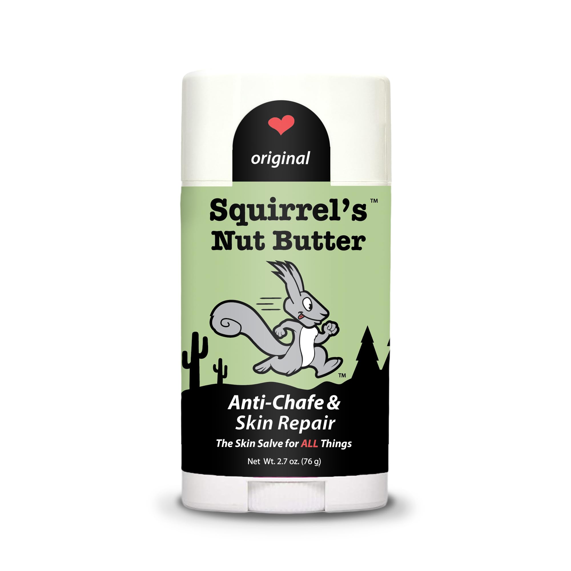 Squirrel's Nut Butter front packaging shows stick and travel benefit