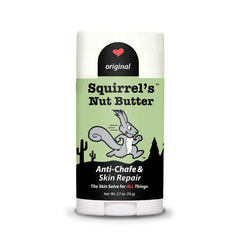 Squirrel's Nut Butter front packaging shows stick and travel benefit