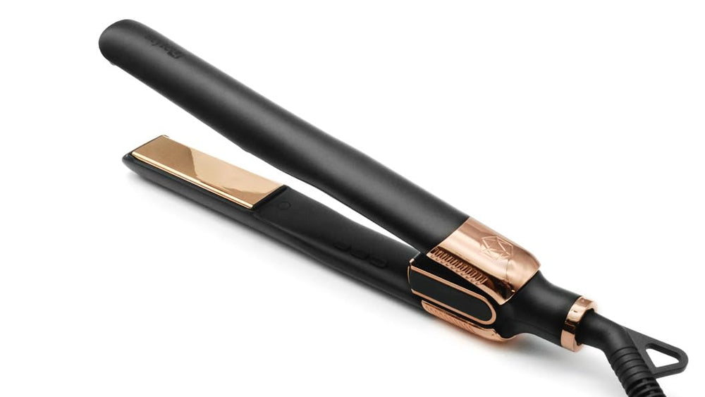 Skin Research Institute flat iron front view showing sleek design and quick styling benefit