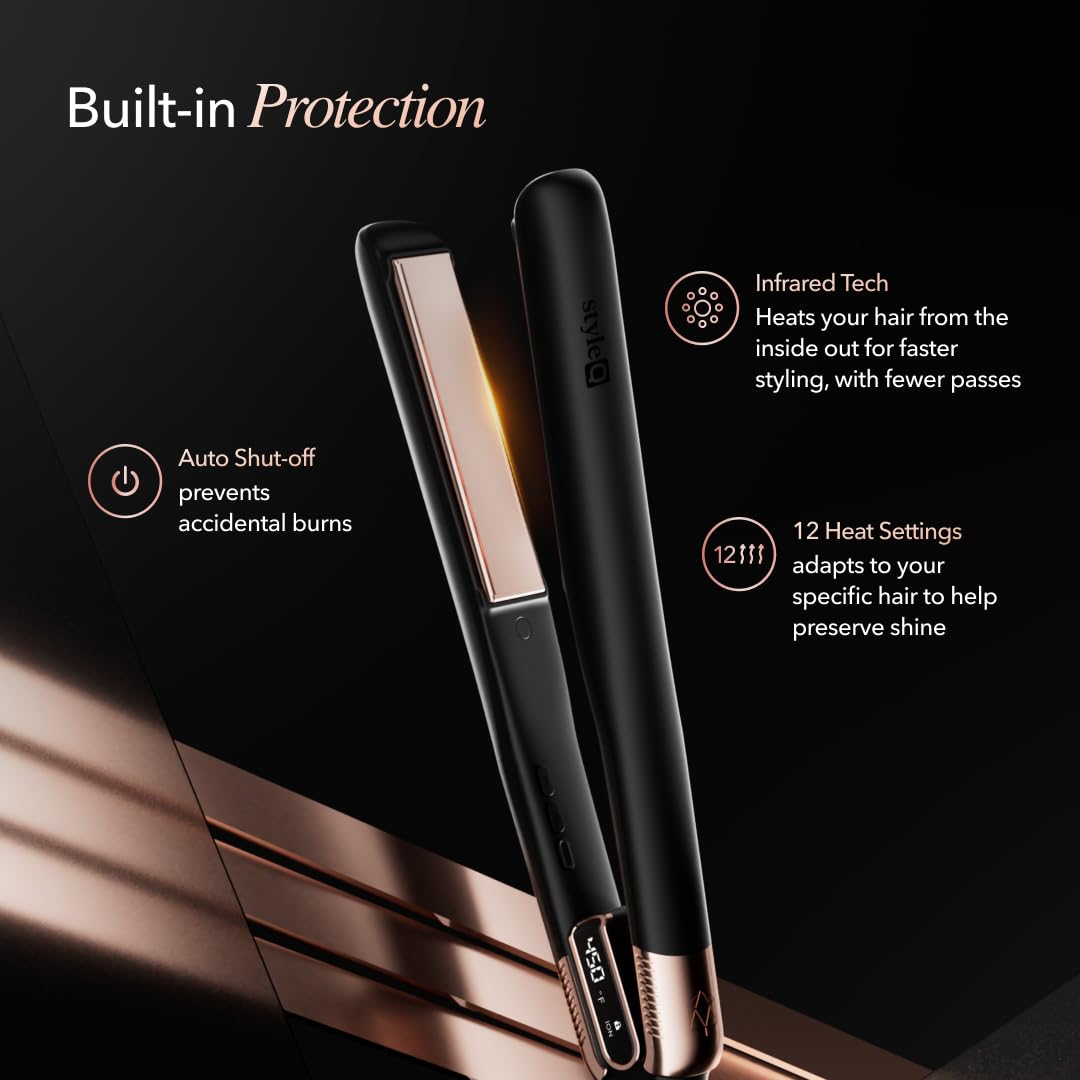 Skin Research Institute flat iron smoothing a strand to deliver frizz-free glossy finish