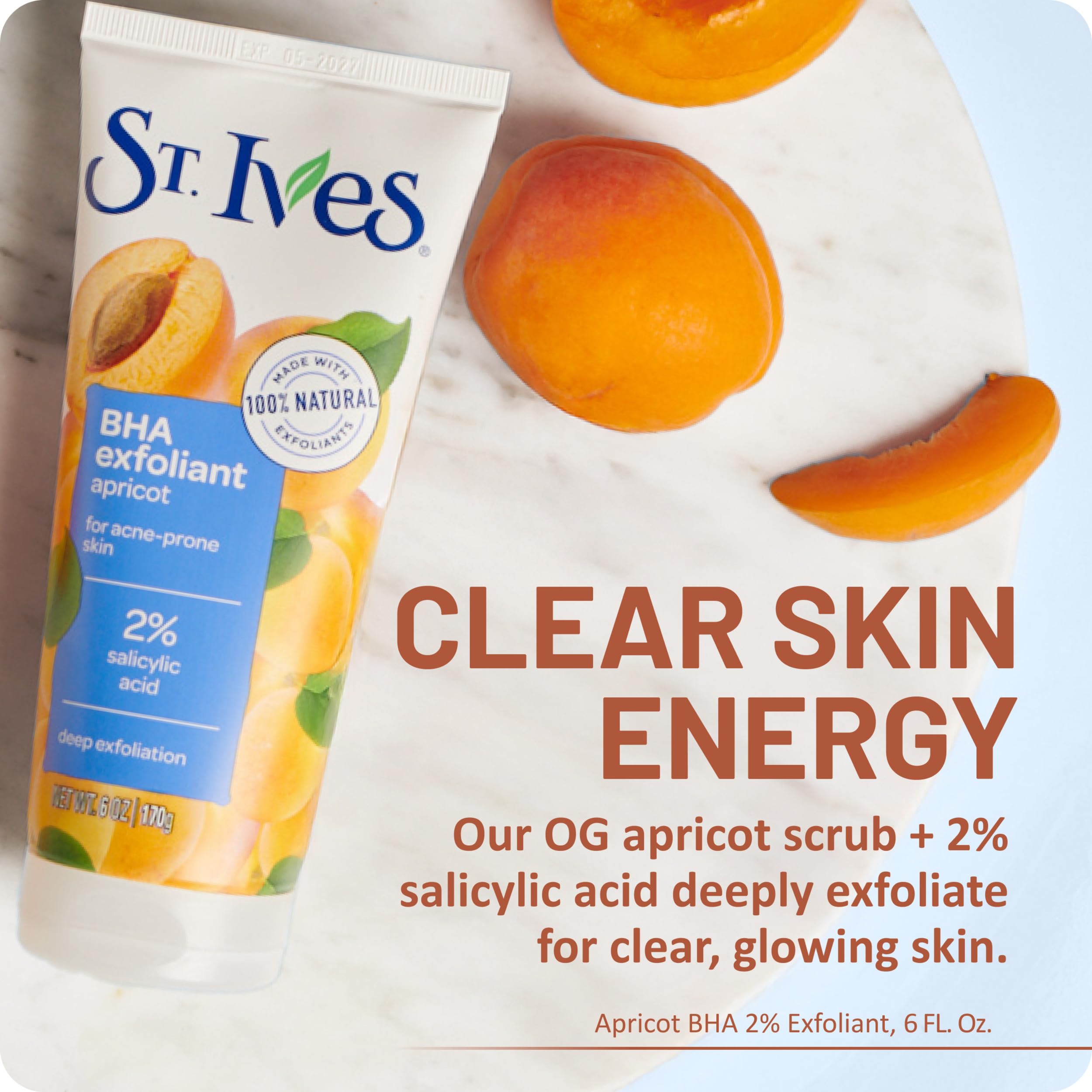 St. Ives close-up texture of scrub revealing natural exfoliants and smooth coverage
