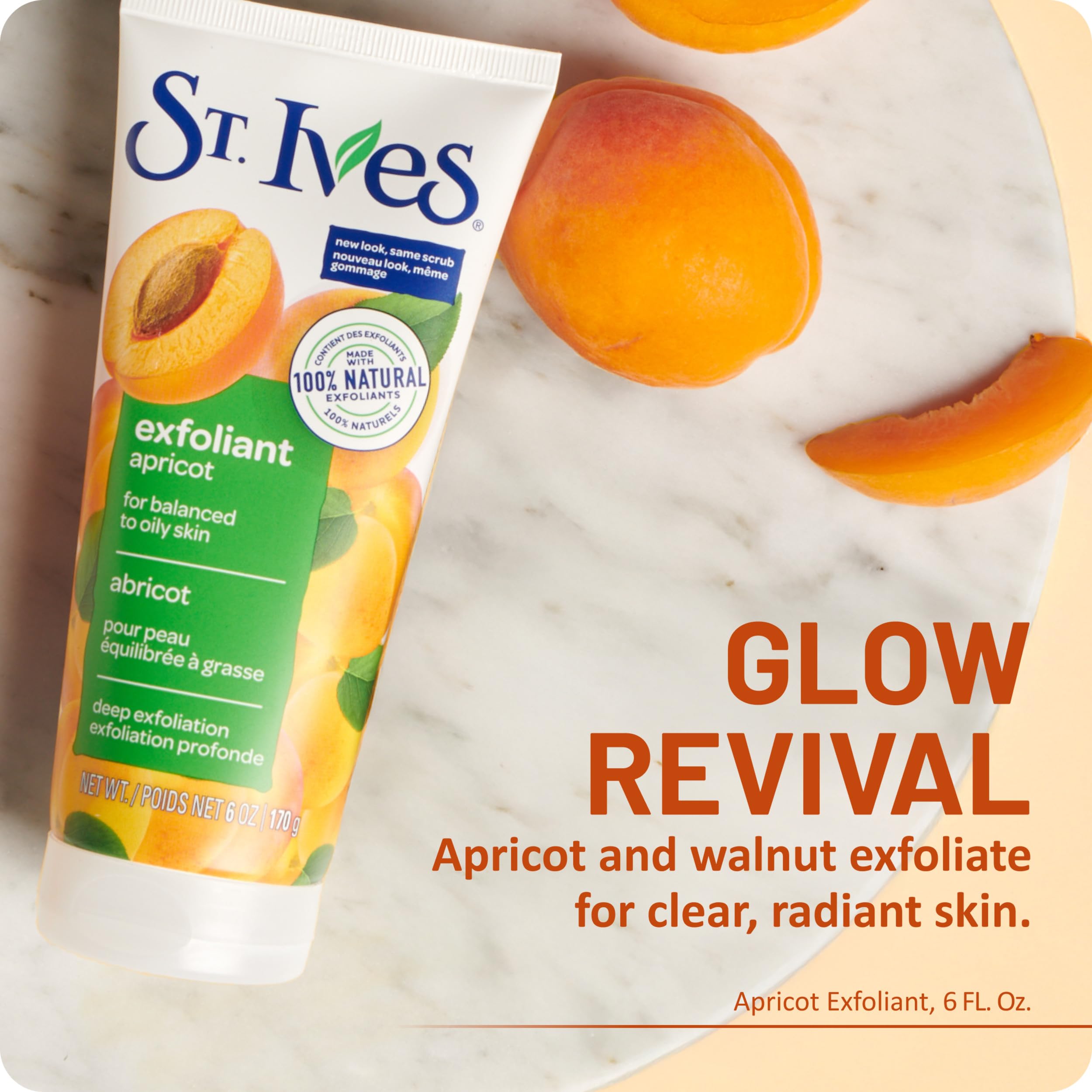 St. Ives tube open with scrub texture displayed and easy dispensing