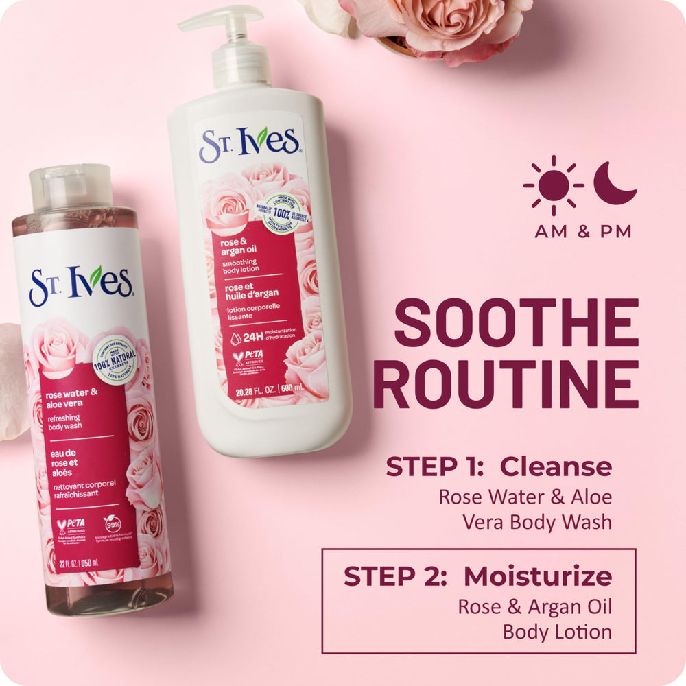 St. Ives applying to elbow and knees to reduce dry patches