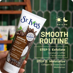 St. Ives scrub on hand being massaged onto skin for invigorating renewal