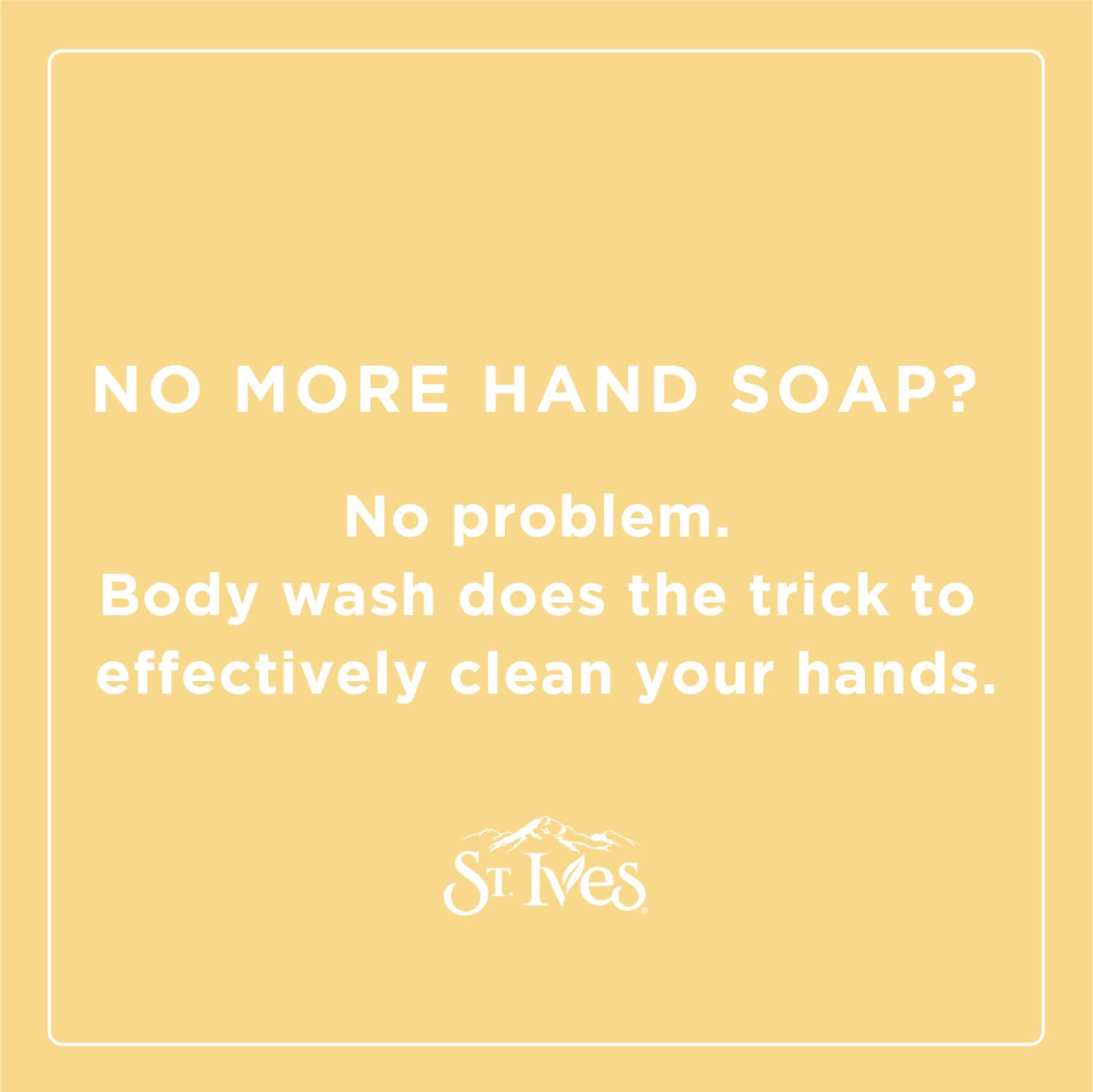 St. Ives in-shower use with hands applying wash for relaxed cleansing benefit