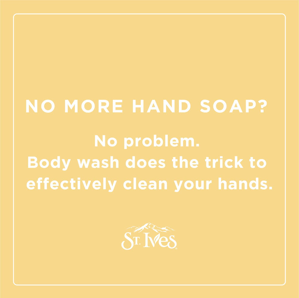 St. Ives in-shower use with hands applying wash for relaxed cleansing benefit