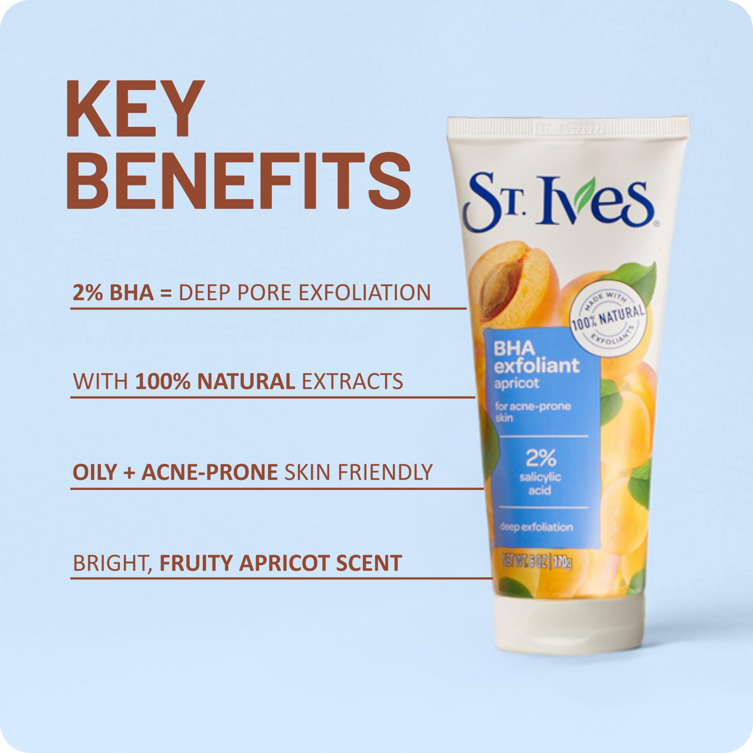 St. Ives tube label emphasizing recycled-plastic packaging and eco benefit