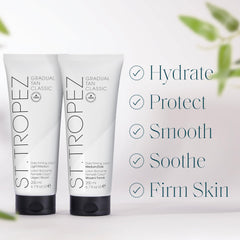 St.Tropez being applied with a tanning mitt for streak-free blending benefit