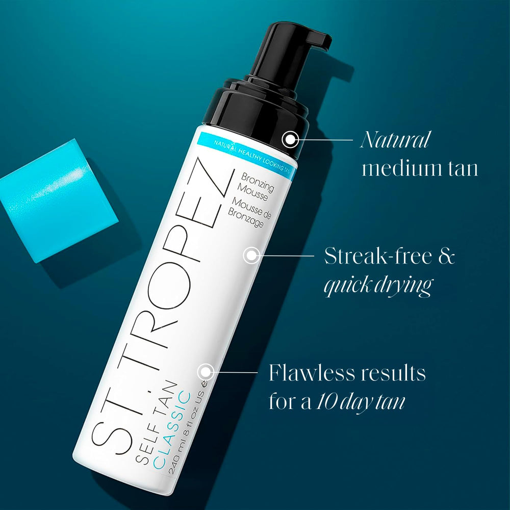 St.Tropez mousse pump close-up illustrating easy dispensing and control