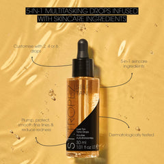 St.Tropez close-up of dropper releasing serum texture for smooth blend benefit