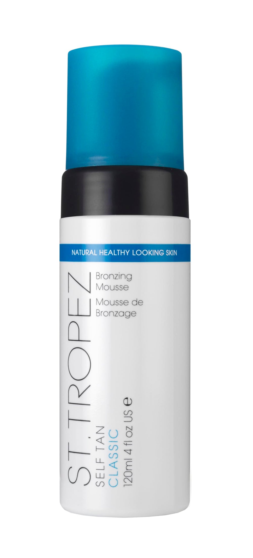 St.Tropez front packaging showing mousse bottle, clear product identity and reliability