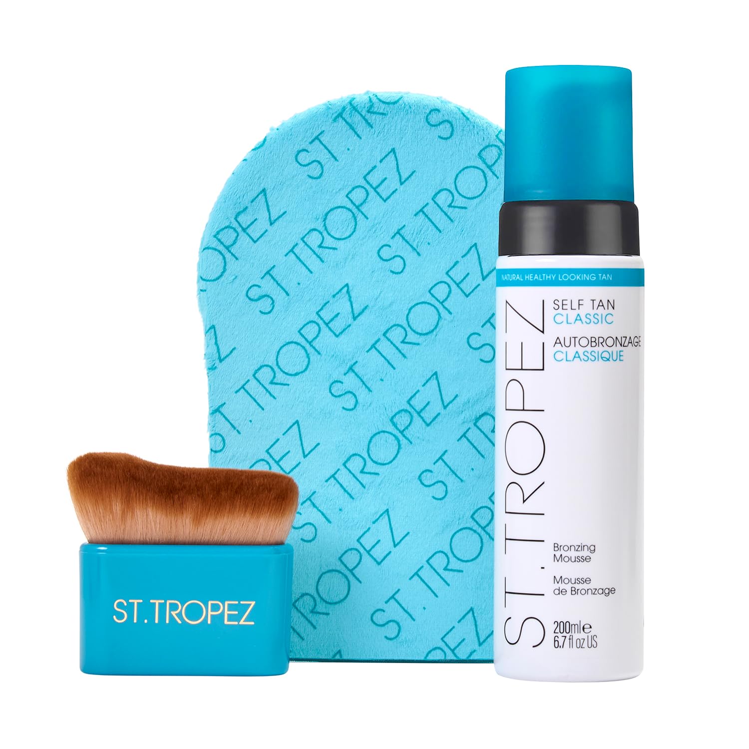 St.Tropez kit front packaging showing complete tanning set benefit precision