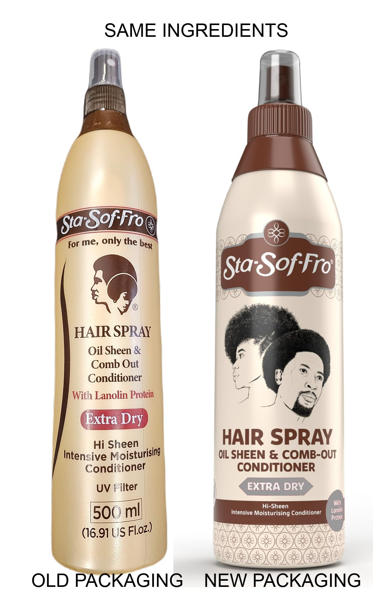 Sta-Sof-Fro spray mist on curly hair easing detangling and adding shine