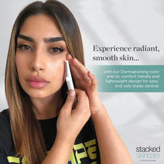 StackedSkincare blades installed in compatible handle demonstrating secure fit