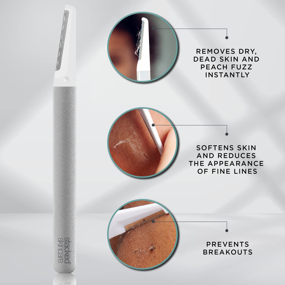 StackedSkincare blades beside coin showing compact size and portability