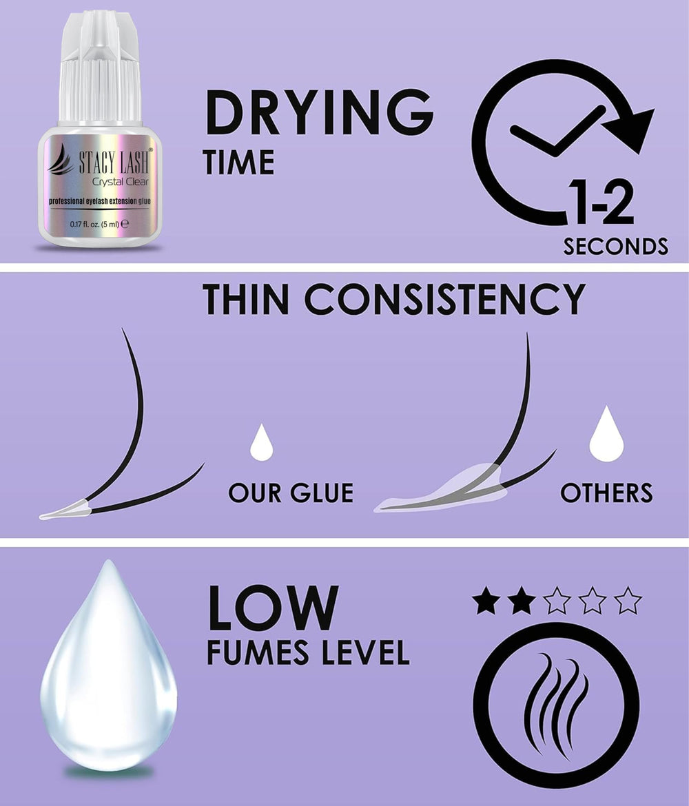 STACY LASH 5ml size comparison demonstrating compact salon-ready bottle