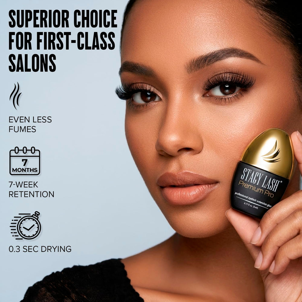 STACY LASH black glue texture on applicator tip demonstrating smooth, strong bond