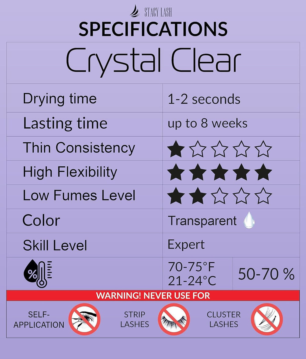 STACY LASH bottle side label displaying product size and usage