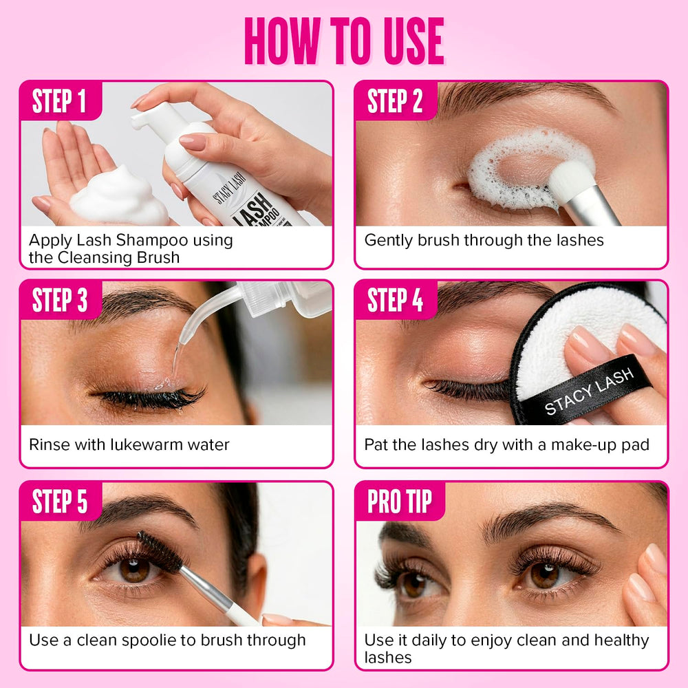 STACY LASH lash shampoo brush bristles detail for safe root cleaning