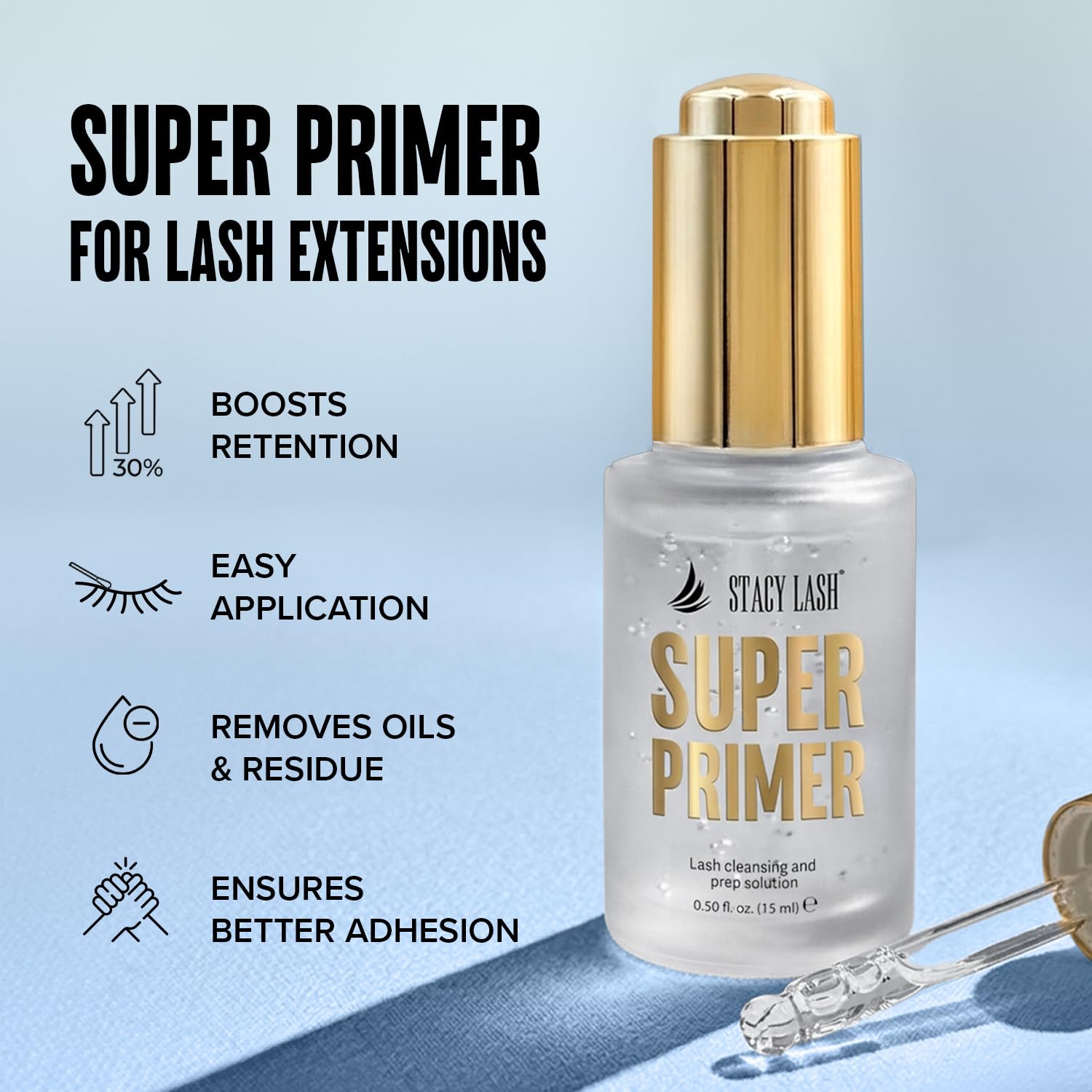 STACY LASH dropper detail demonstrating controlled dosing and reduced waste