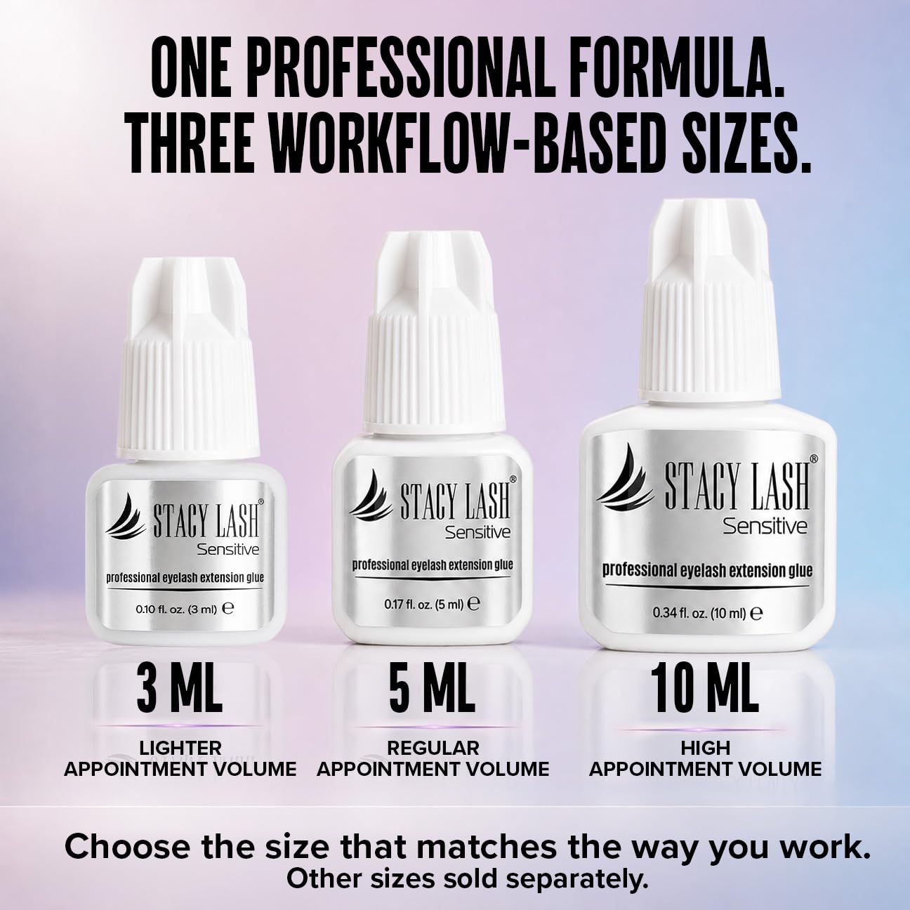 STACY LASH glue on tweezers during extension application for accurate placement